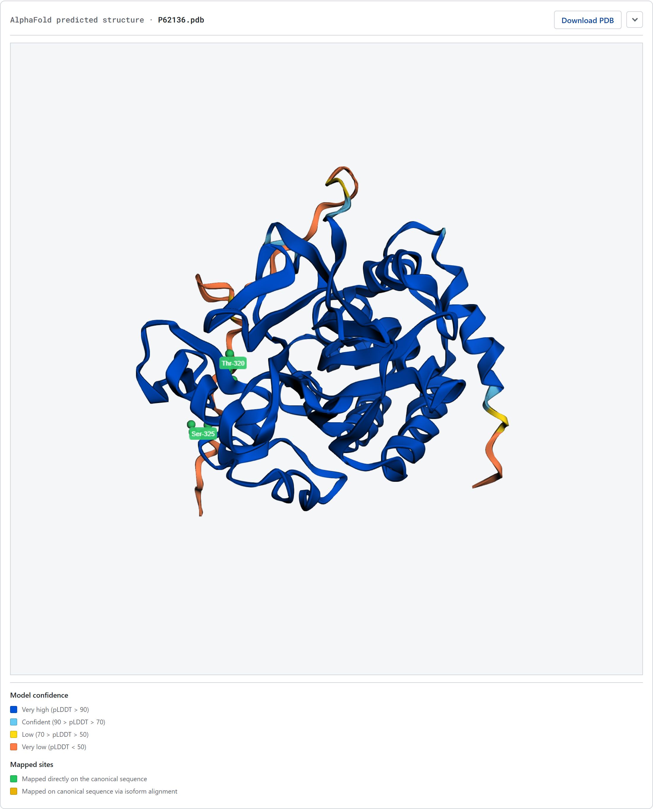 Structure view on a protein record